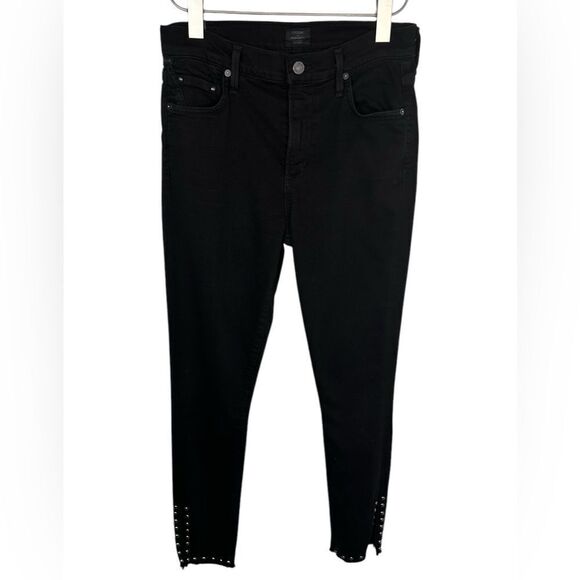 Citizens Of Humanity Black Studded Rocket High Rise Ankle Skinny Ventana Jeans - Picture 3 of 10